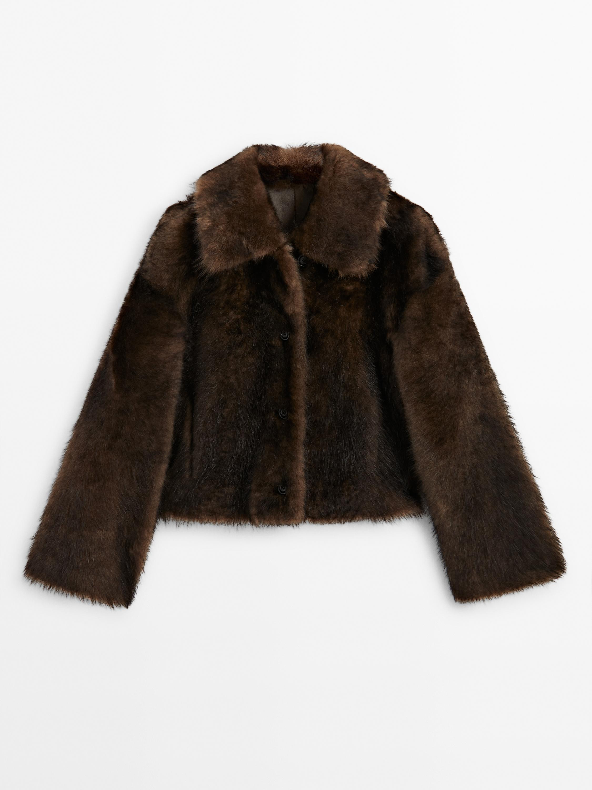 Short leather coat with fur | Massimo Dutti UK