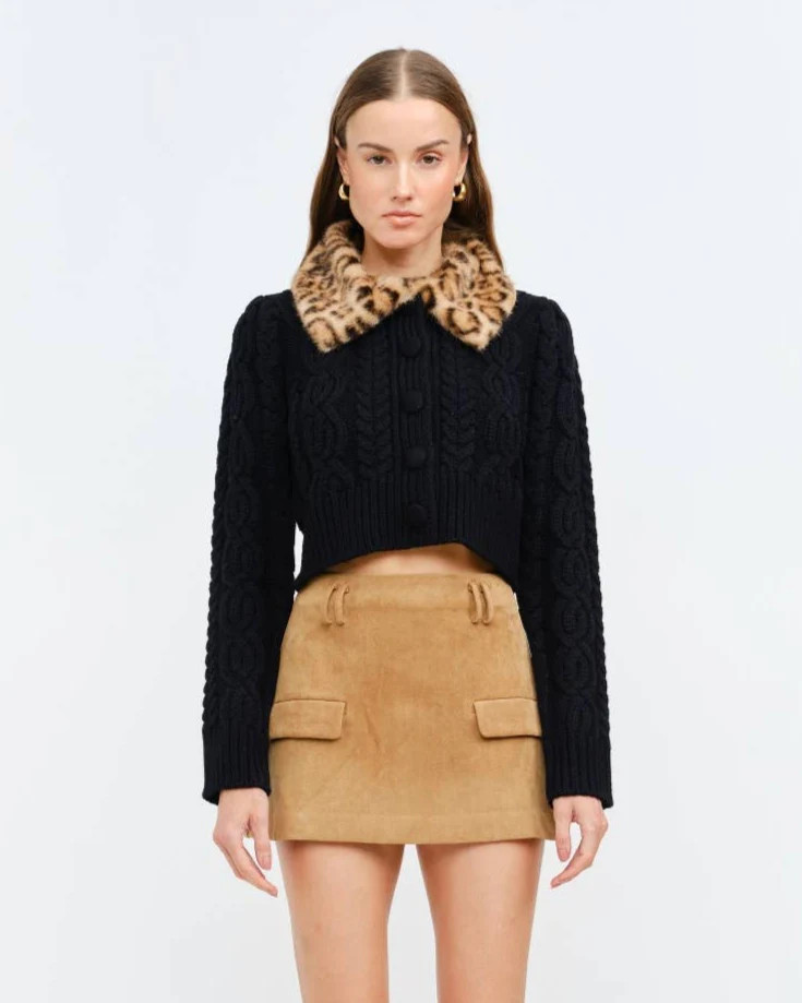 Black leopard Cardigan | Care Tucker