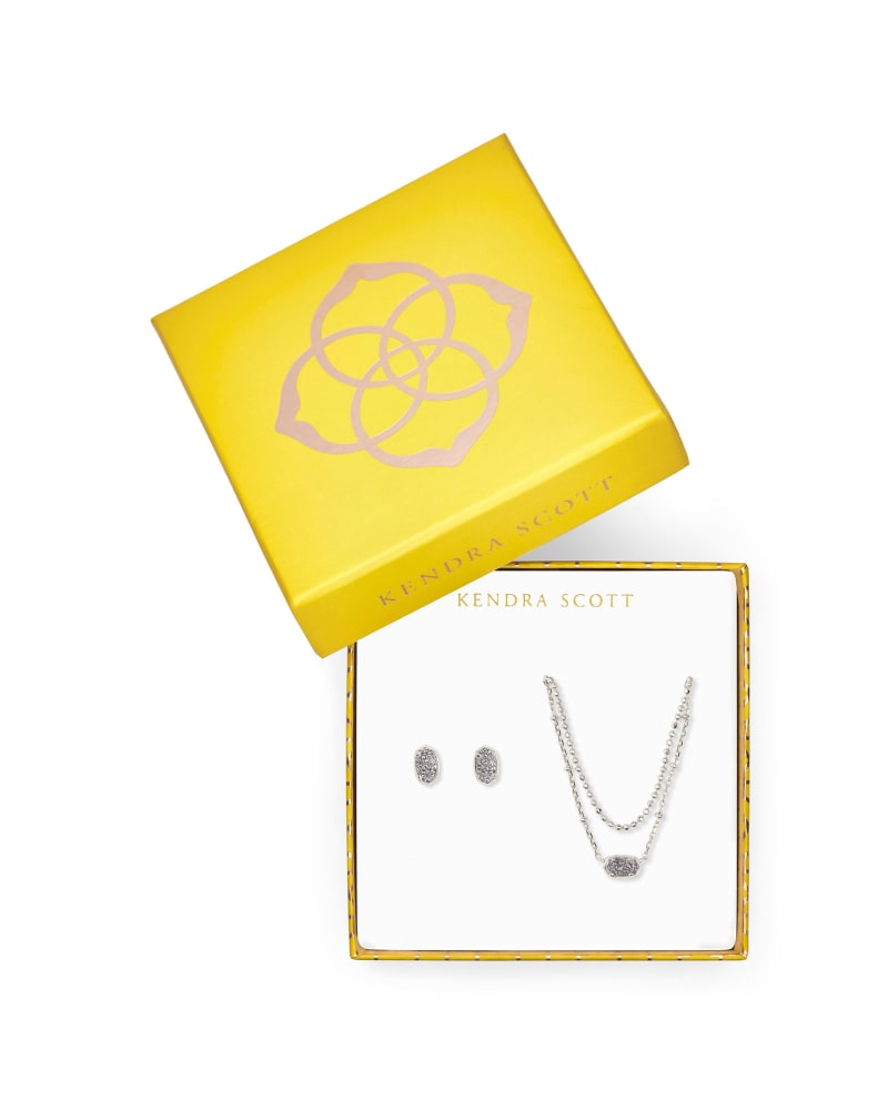 Emilie Multi Strand Necklace & Earrings Gift Set in Platinum Drusy | Kendra Scott
