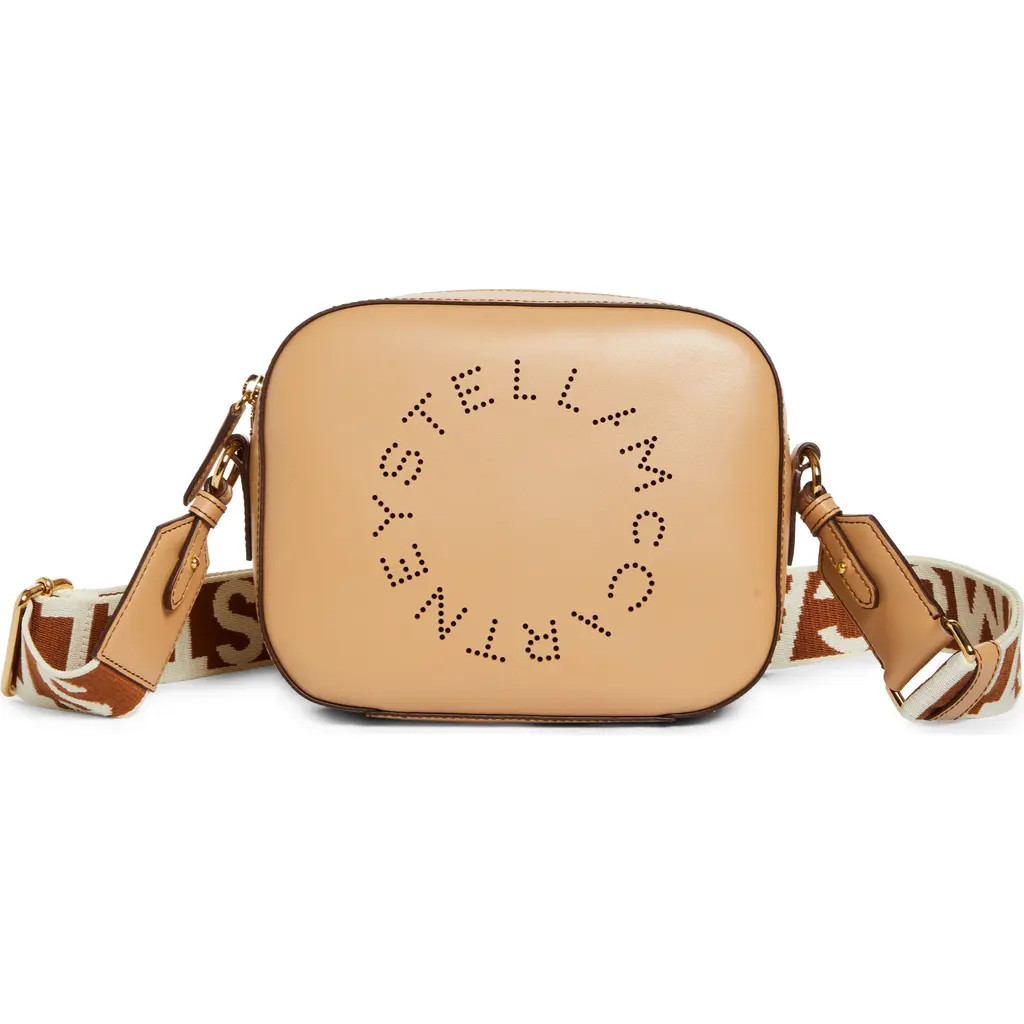 Stella McCartney Small Perforated Logo Faux Leather Camera Bag in Fawn at Nordstrom | Nordstrom