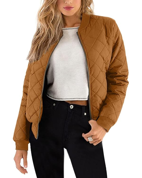Zeagoo Women's Bomber Jacket Casual Coat Zip Up Outerwear Windbreaker with Pockets S-XXL | Amazon (US)