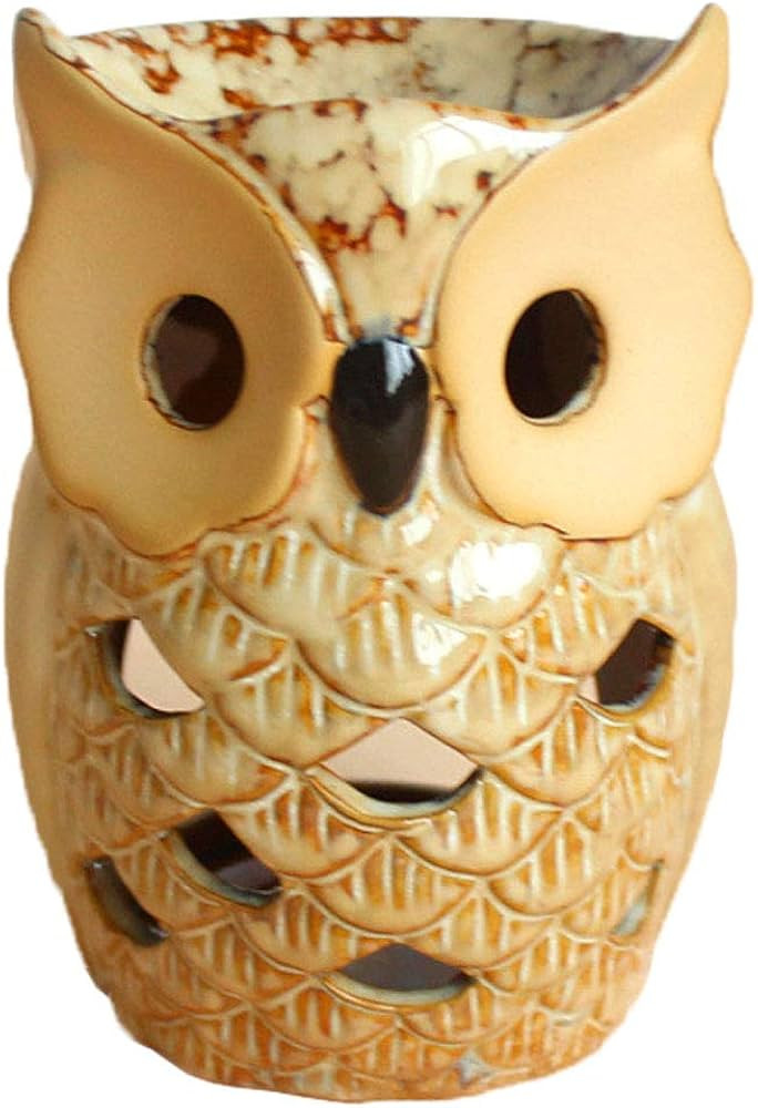 4.7 Inch Ceramic Owl Oil Warmer Aromatherapy Burner/Tea Light Candle Holder Oil Burner/Essential ... | Amazon (US)