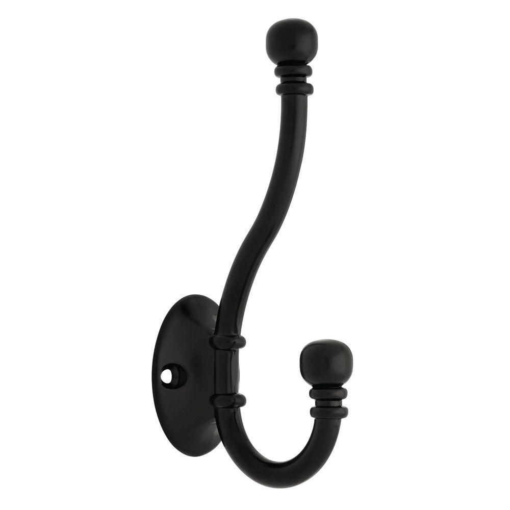 Liberty 5-1/5 in. Matte Black Ball End Coat Hook-B46305C-FB-C - The Home Depot | The Home Depot