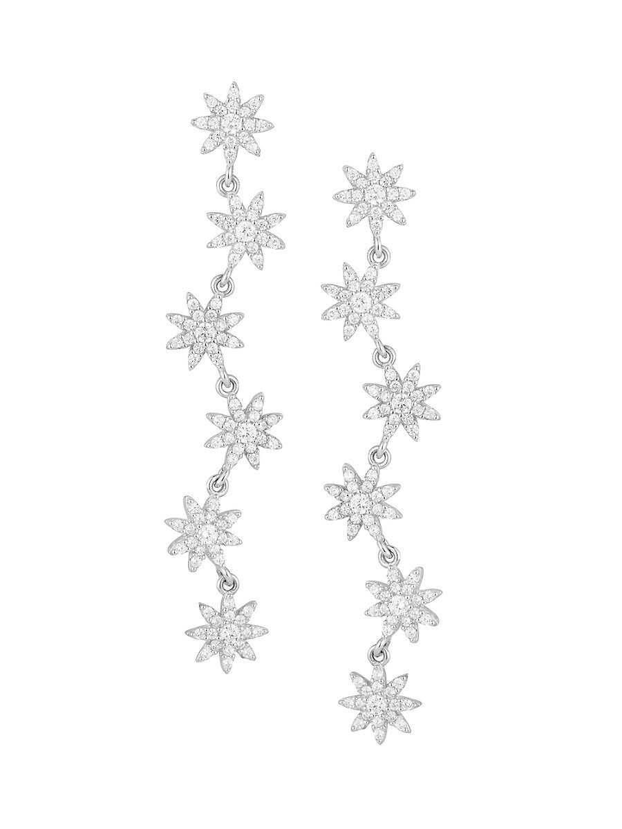 Chloe & Madison Women's Rhodium Plated Sterling Silver & Cubic Zirconia Starburst Drop Earrings | Saks Fifth Avenue OFF 5TH