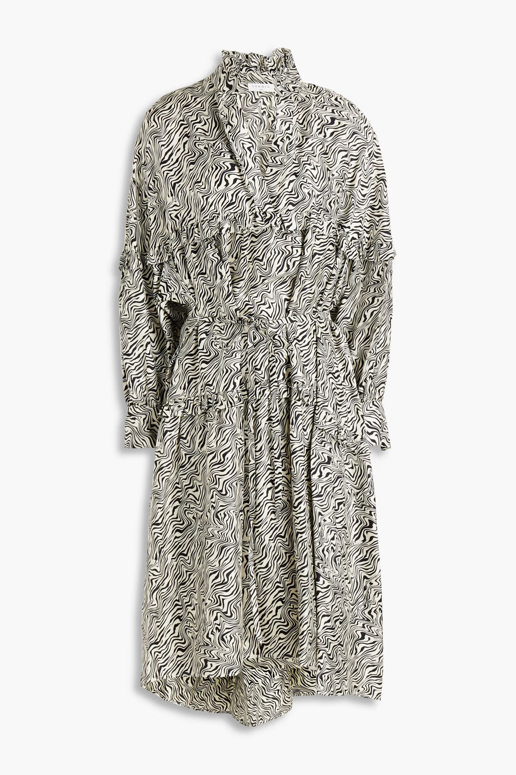 Belted zebra-print silk-twill dress | The Outnet (US and CA)