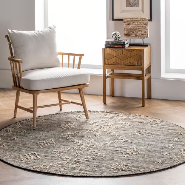 Beige Textured Moroccan Jute 6' Round Area Rug | Rugs USA
