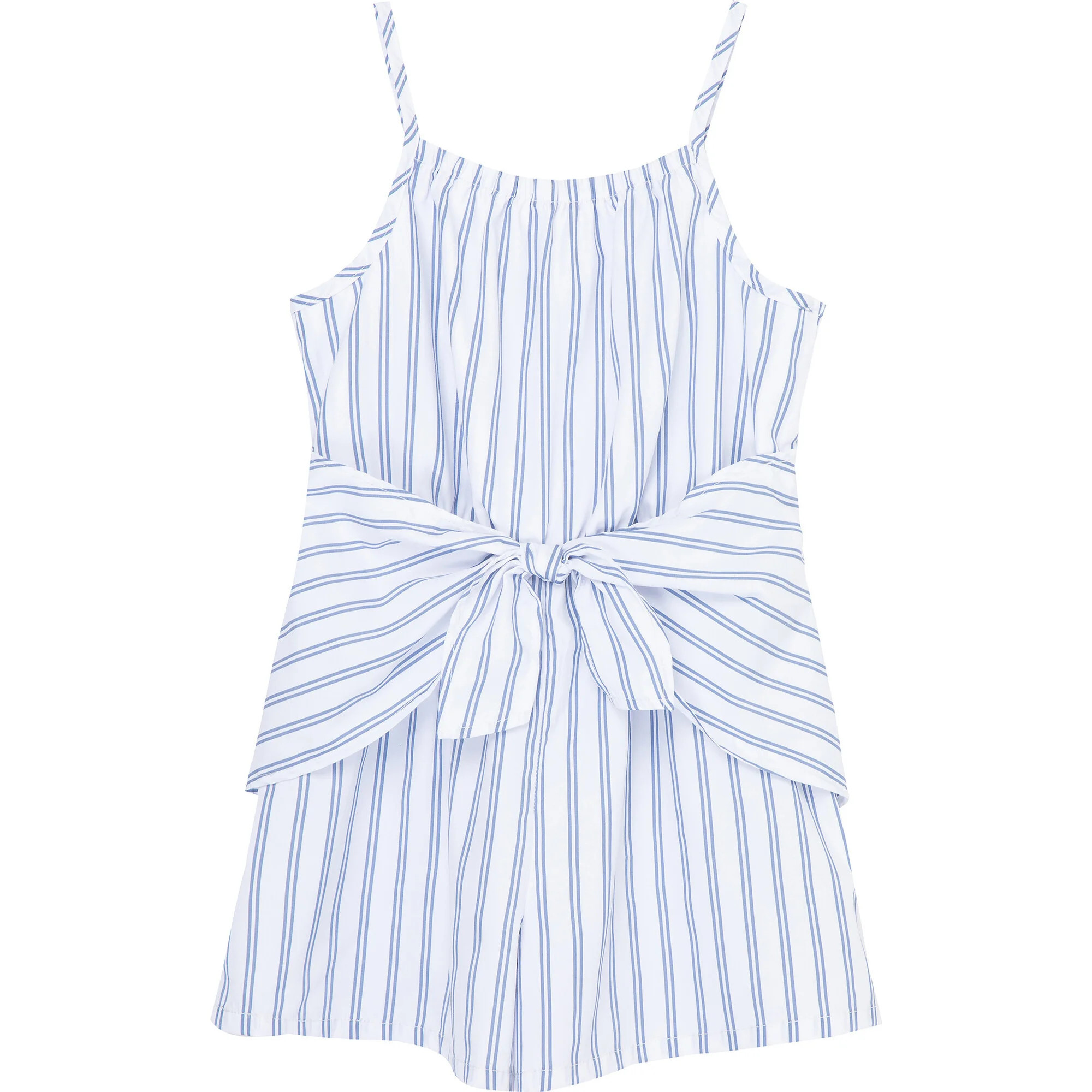 Tie Front Halter Neck Romper, Blue And Stripe | Maisonette