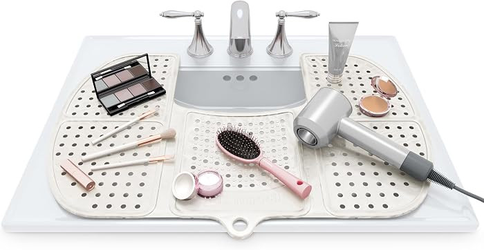 Sink Topper Bathroom Counter Cover & Storage Saver, Foldable Silicone Mat for Hot Tools, Hair Sty... | Amazon (US)