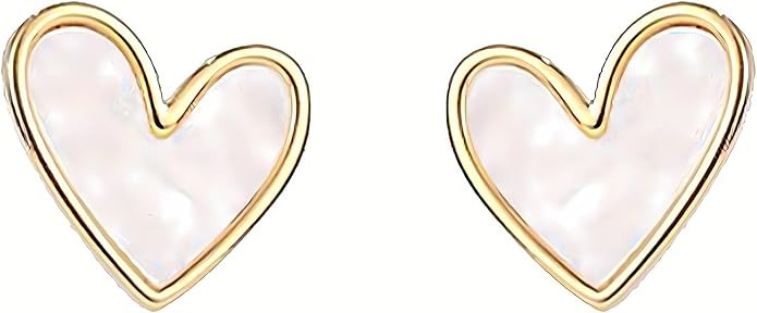 Heart Stud Earrings, Cute Hypoallergenic Small Heart Stud Earrings for Women Jewelry Gift Light P... | Amazon (US)