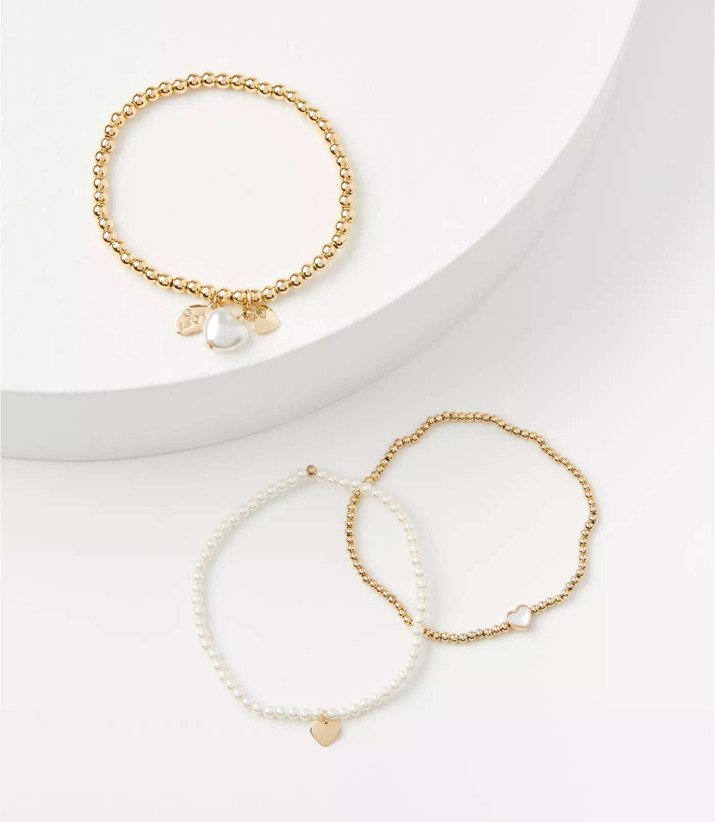 Pearlized Heart Bracelet Set | LOFT | LOFT