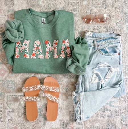 Mama sweatshirt

Mom outfit
Mom style
Mothers Day gift guide 
Mom gifts
Mothers Day gift idea
Gifts for mom
Spring outfit
Spring fashion
Abercrombie jeans
Mom jeans
Amazon sandals 

#LTKU #LTKSeasonal #LTKstyletip #LTKsalealert #LTKbump