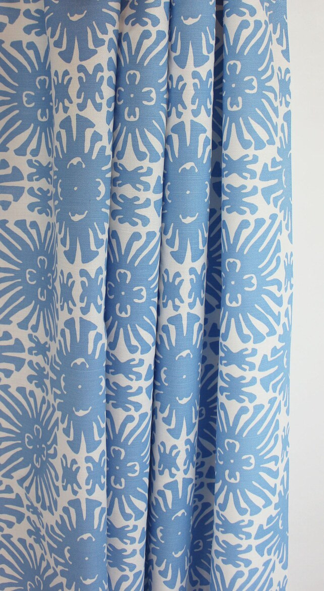 Quadrille China Seas Sigourney Small Scale Custom Drapes (shown in French Blue on White -comes in ma | Etsy (US)
