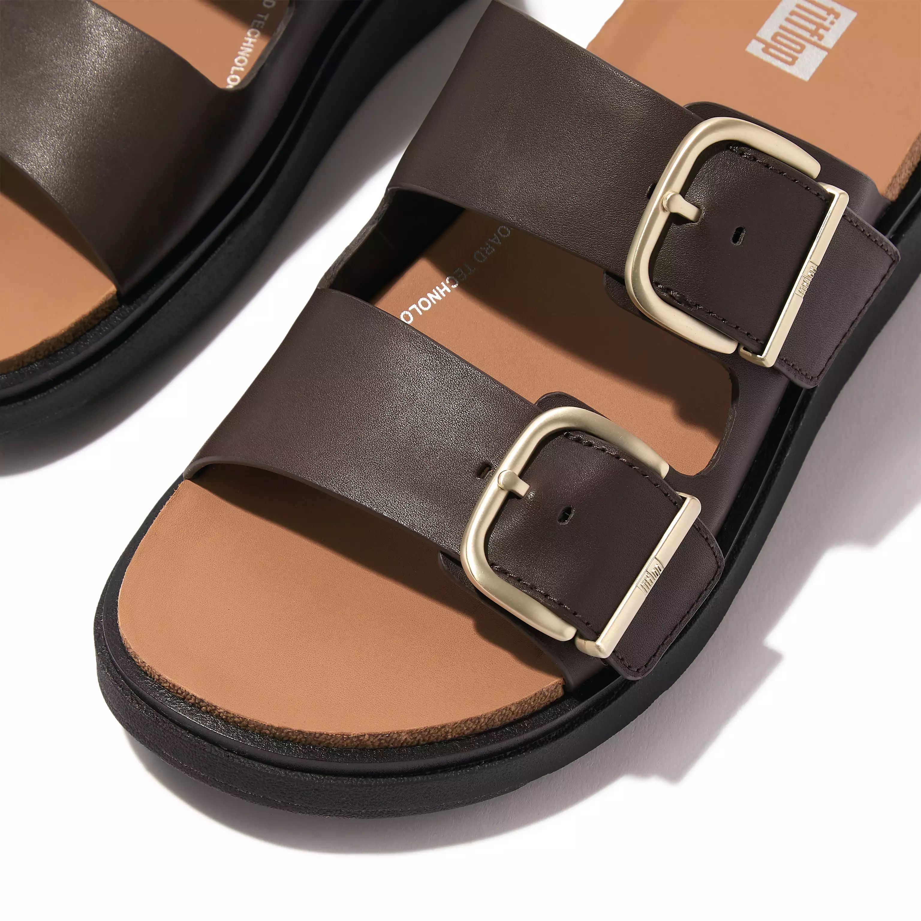 GEN-FF Buckle Two-Bar Leather Slides | FitFlop (US)
