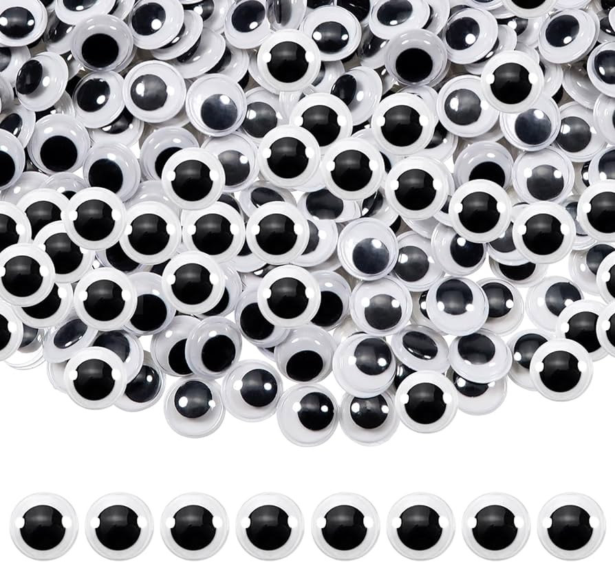 TOAOB 150pcs 12mm Plastic Wiggle Googly Eyes Self Adhesive Black Round Sticker Eyes DIY Arts Craf... | Amazon (US)