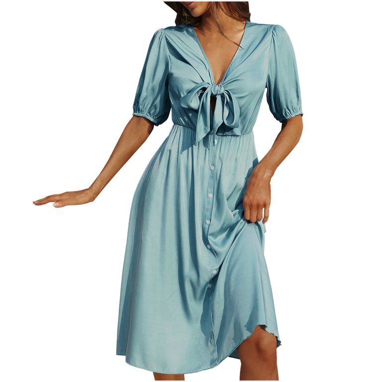 Easter Dress for Women Sexy Deep V Neck Front Bowknotted Dresses, Walmart Fashion  | Walmart (US)
