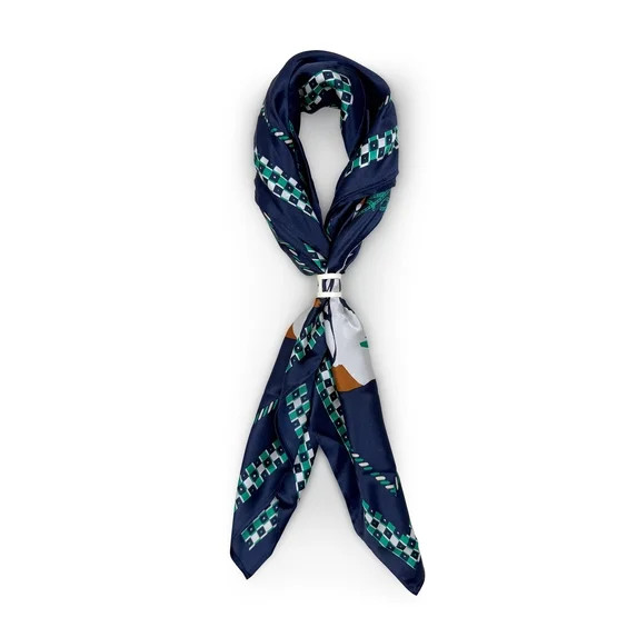 Free Assembly Women's Print Silk Scarf, Navy | Walmart (US)