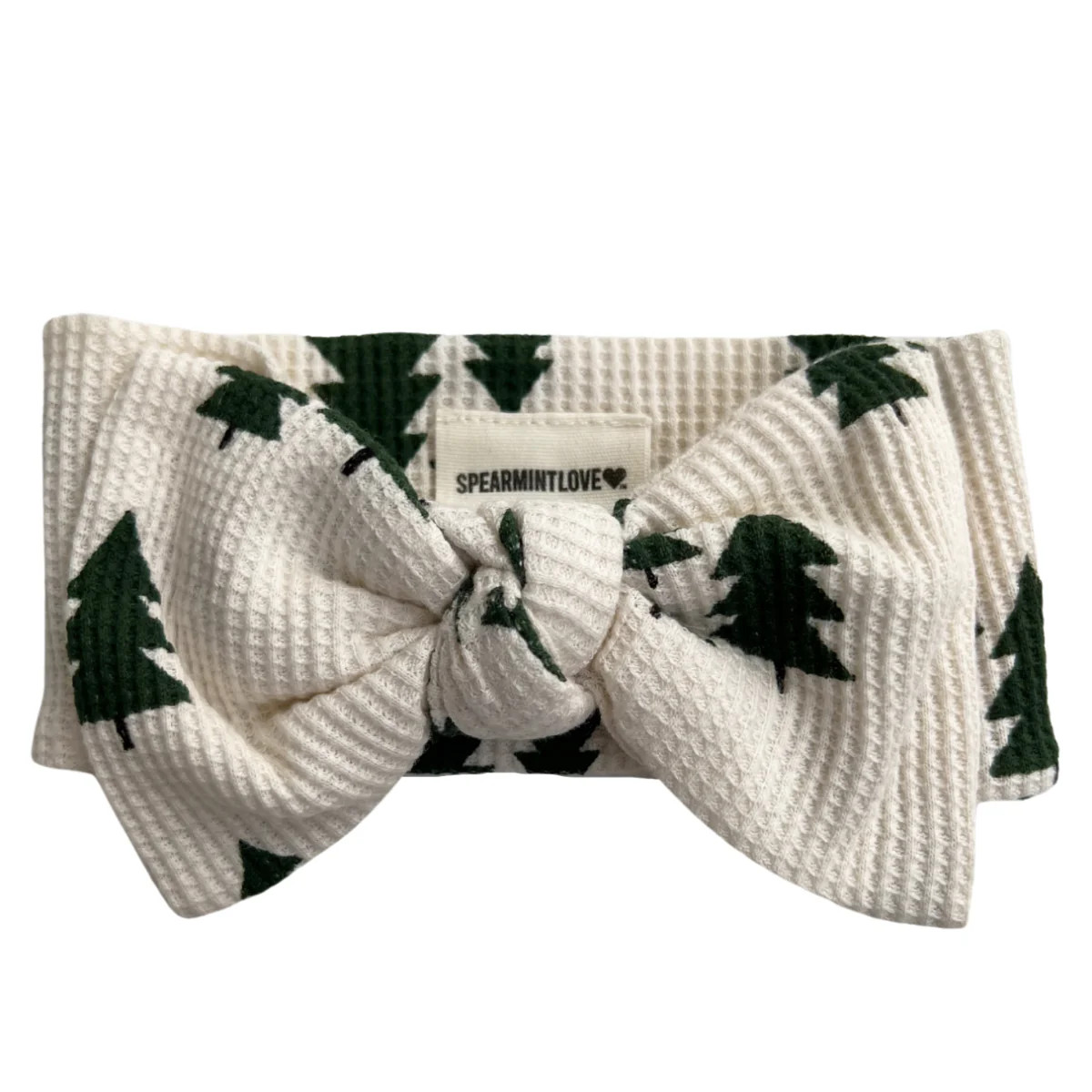 Organic Waffle Knot Bow, Forest Green Trees | SpearmintLOVE