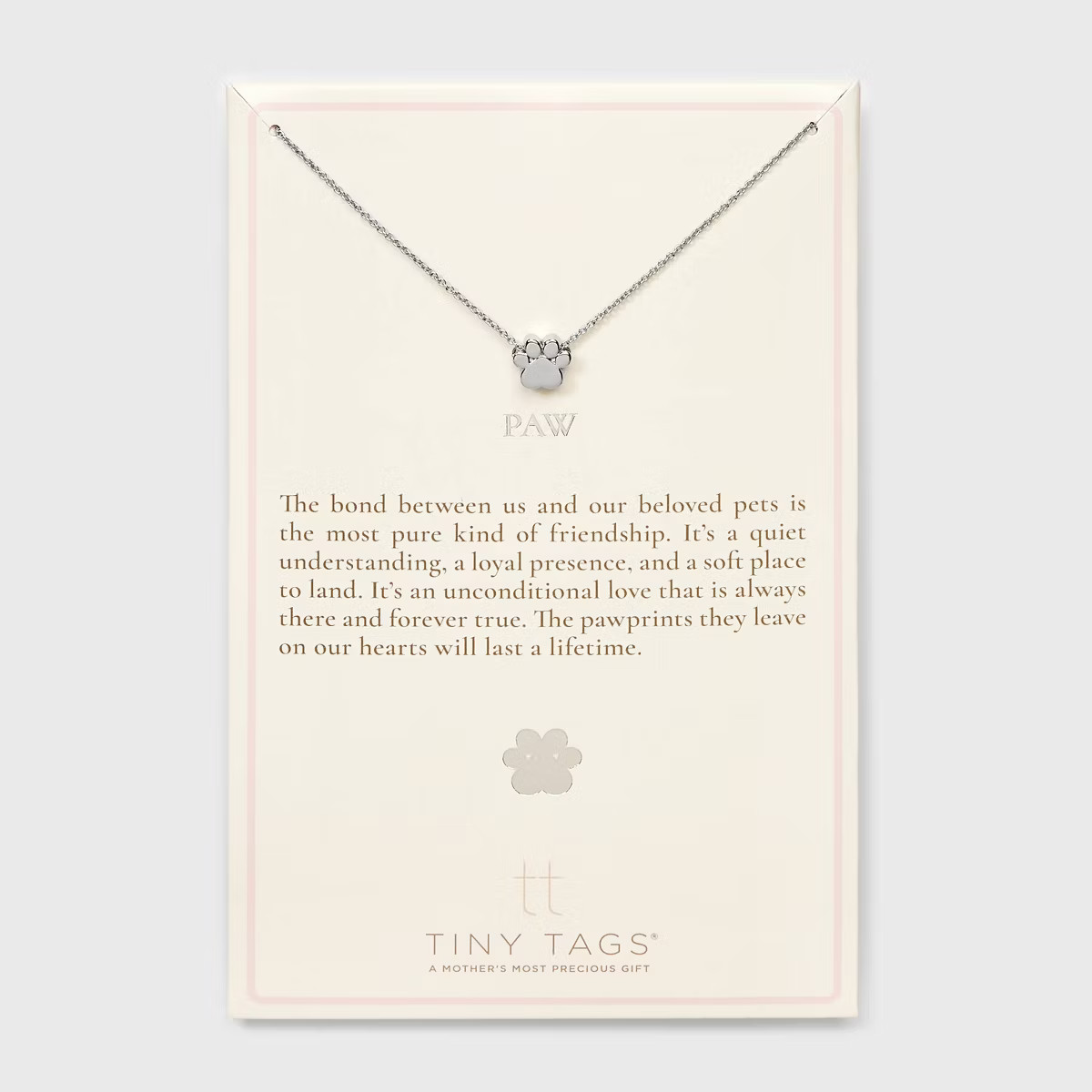 Tiny Tags Silver Plated Paw Chain Necklace - Silver | Target