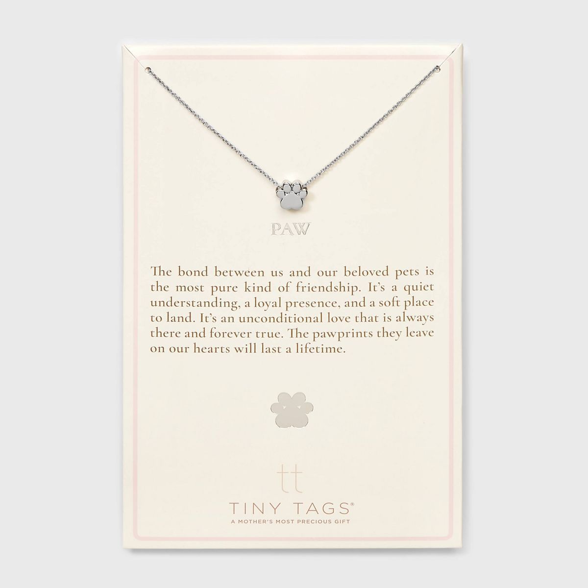 Tiny Tags Silver Plated Paw Chain Necklace - Silver | Target