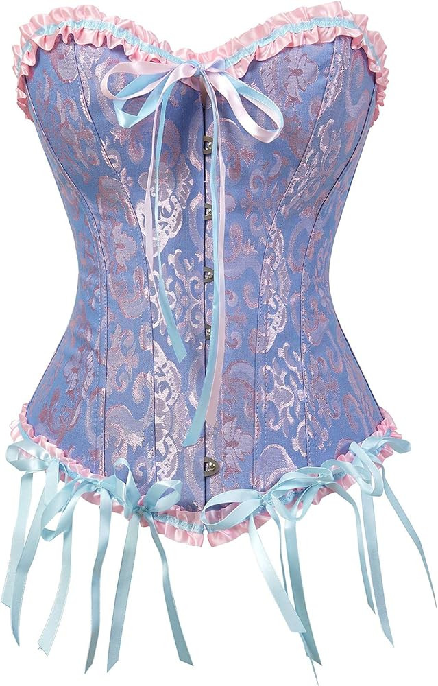 SHYMMUO Women's Lacing Corset Top Satin Floral Boned Overbust Body Shaper Bustier Sexy Waist Push... | Amazon (US)