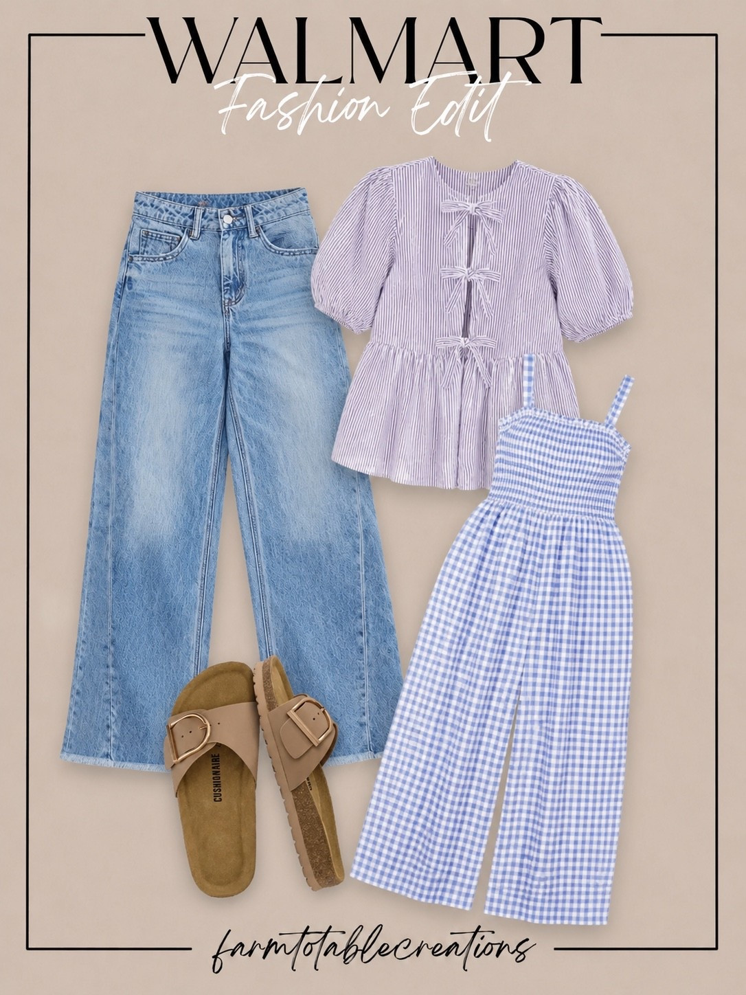 Blue Skies & Easy Summer Style 💙☀️

This Walmart fashion edit is filled with timeless pieces you’ll wear on repeat all season long. From the breezy gingham jumpsuit and feminine bow-front blouse to the perfectly relaxed wide-leg denim, these finds blend comfort and style effortlessly. Paired with neutral sandals, each piece is versatile enough for everything from weekend errands to summer vacations.

Affordable, on-trend, and easy to mix and match—these are the wardrobe staples every summer closet needs.

Follow @farmtotablecreations on Instagram for more fashion finds, everyday outfit inspiration, and budget-friendly style. 🤍

#LTKStyle #WalmartFashion #SummerStyle #AffordableFashion #WalmartFinds #FashionFinds #SummerWardrobe #CasualChic #EverydayStyle #WideLegJeans #GinghamStyle #VacationOutfits #OOTD #BudgetFriendlyFashion #SummerOutfitIdeas #FashionInspo #StyleOnABudget #LTKFashion #FarmToTableCreations #TrendingStyles

#LTKmomlife #LTKOver40 #LTKSaleAlert