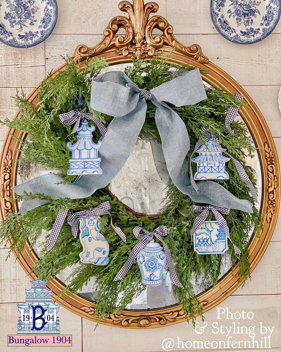 Chinoiserie Ornament Set Blue and White Christmas Ornament - Etsy | Etsy (US)