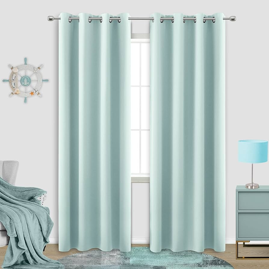 KOUFALL Aqua Blackout Curtains for Beach Room Decor,Ocean Themed Summer Coastal Curtains for Livi... | Amazon (US)