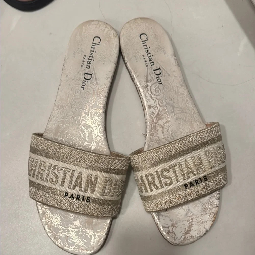 Dior Beige and Gold Flats | Poshmark