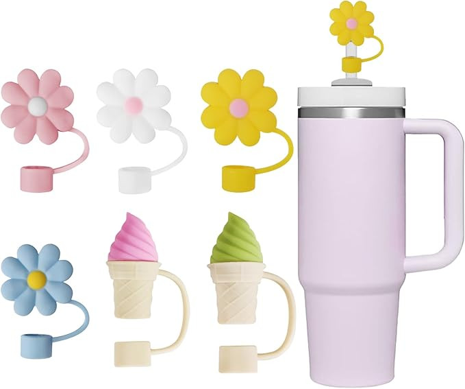 6 PCS Straw Cover Cap for Stanley Cup 30oz/40oz Tumbler, Dust-Proof Straw Covers Cap Toppers, Reu... | Amazon (US)