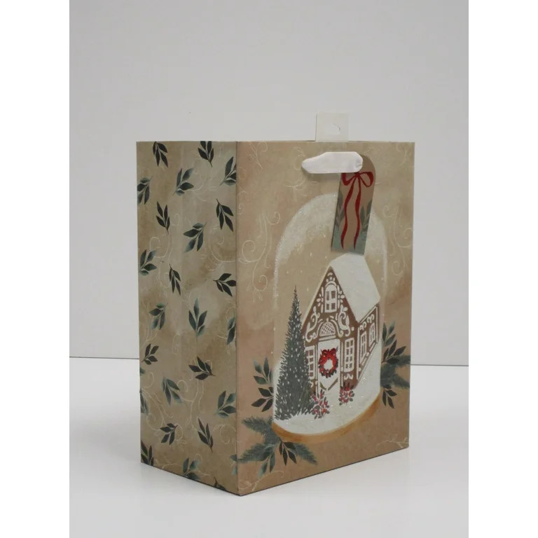 Medium Beige Gingerbread House Cloche Kraft Christmas Paper Gift Bag, 7.5" x 4.5" x 9.88", by Hol... | Walmart (US)