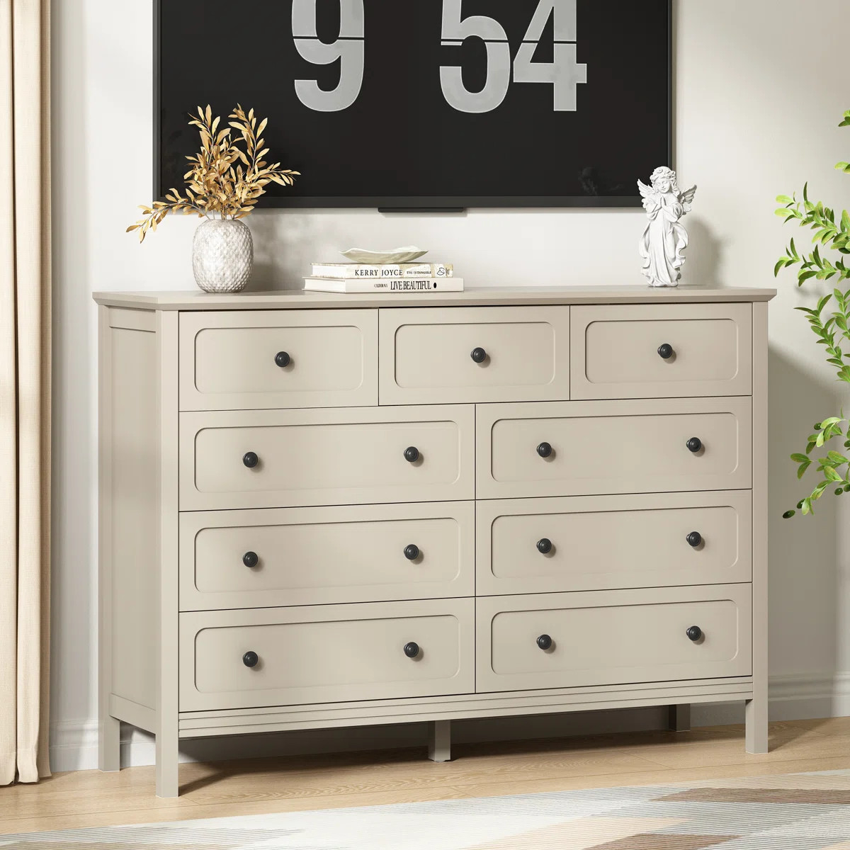 9 Drawers Dresser, 55.1" Wide Modern Chest Of Drawers With Metal Handle, Wooden Dresser TV Stand,... | Wayfair North America