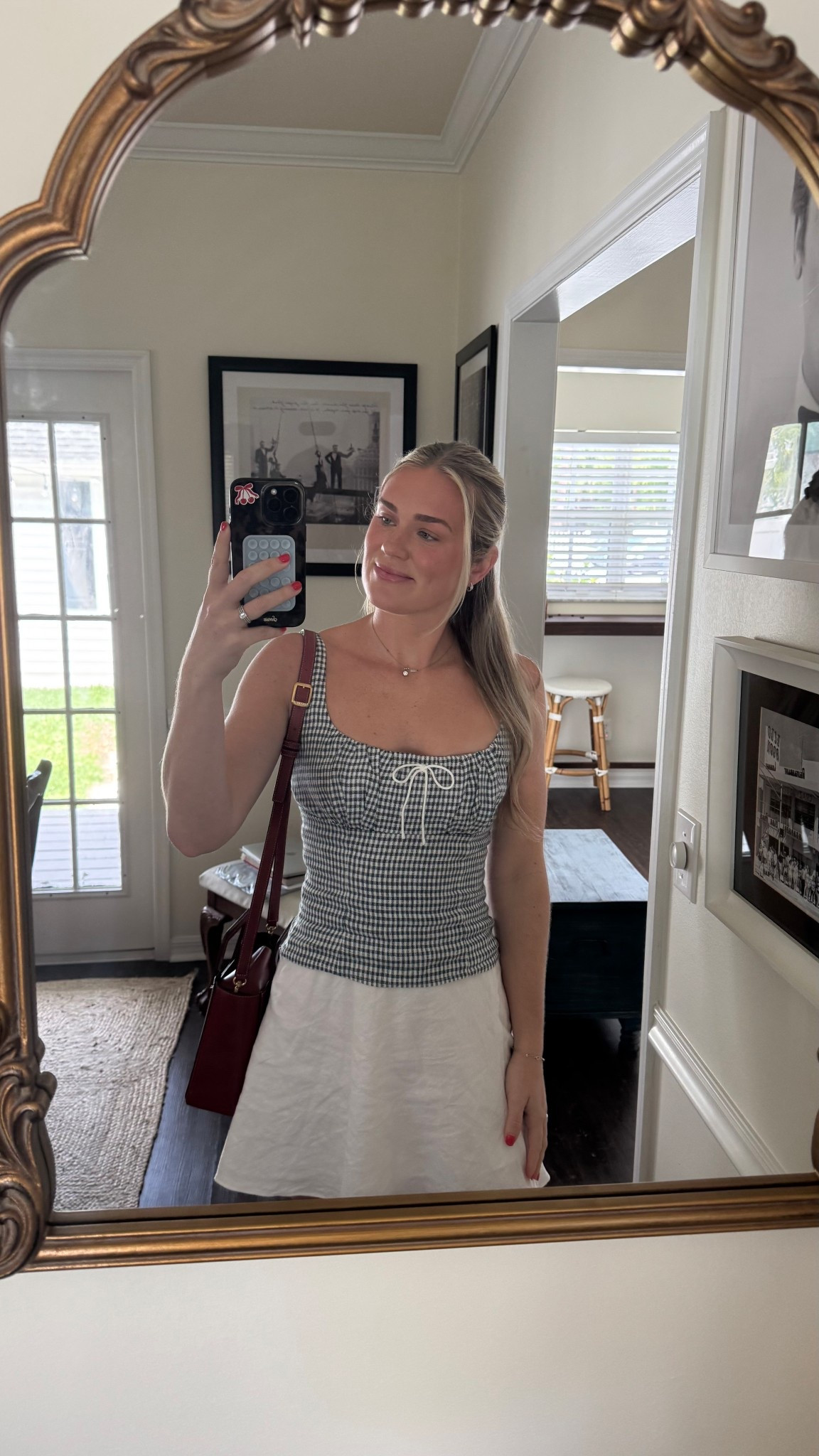 Reformation gingham top with white linen mini skirt 

#LTKStyleTip #LTKFindsUnder100 #LTKSeasonal