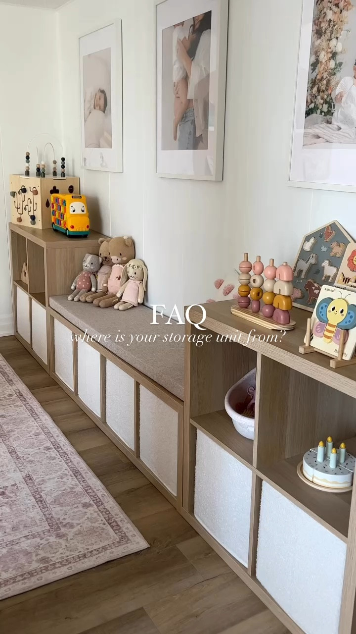 Believe it or not it’s actually 3 units from the IKEA kallax system put together! I added these white sherpa baskets and a seat cushion to create a cute reading bench in the middle 🤎 

Linked what I could 🥰

#LTKcanada #LTKbaby #LTKkids