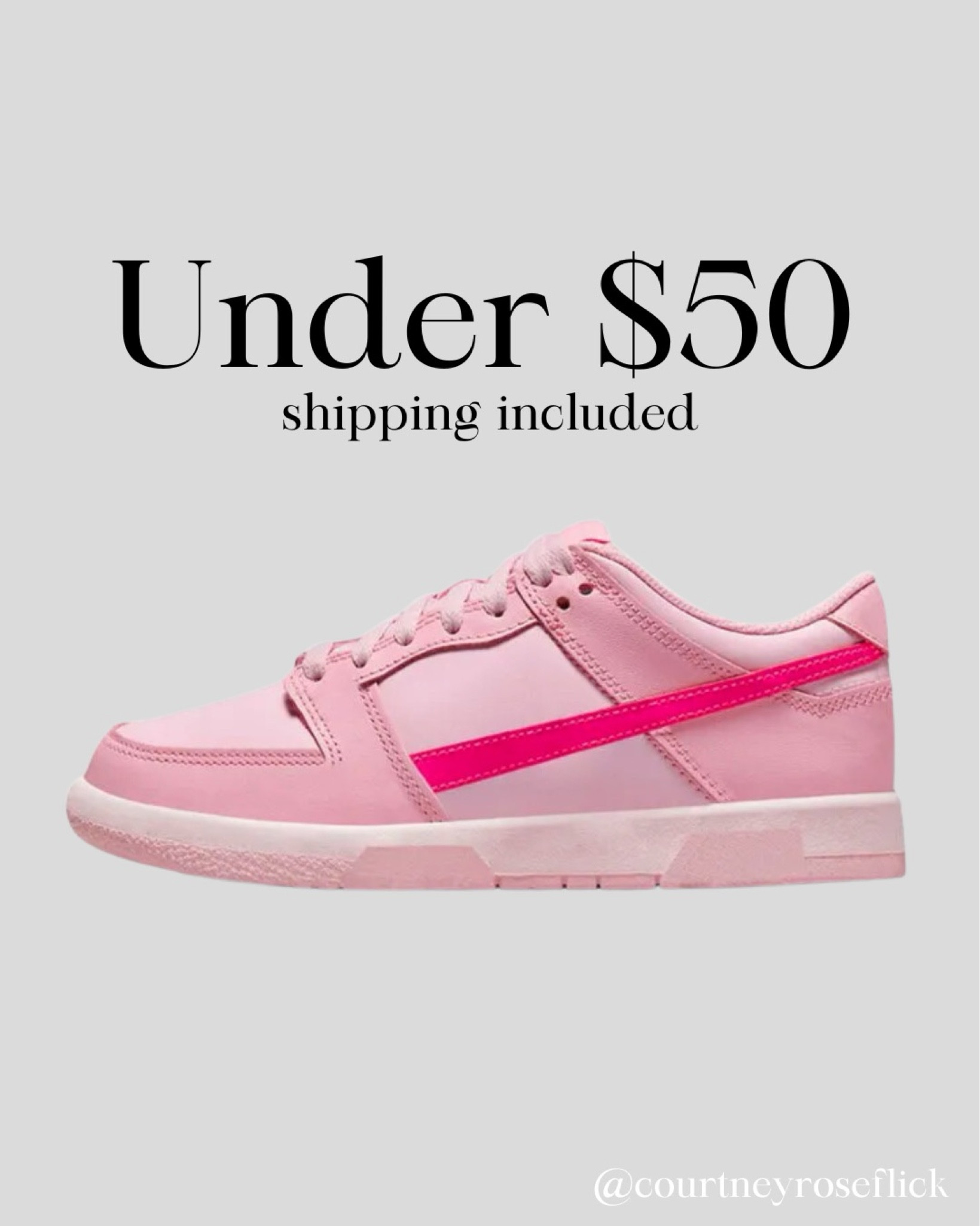 Nike look for less! Lots of color options!! 

Dhgate, save or splurge, Nike, Nike dunks, look for less, winter fashion, spring fashion, sneakers

#LTKstyletip #LTKshoecrush #LTKfindsunder50