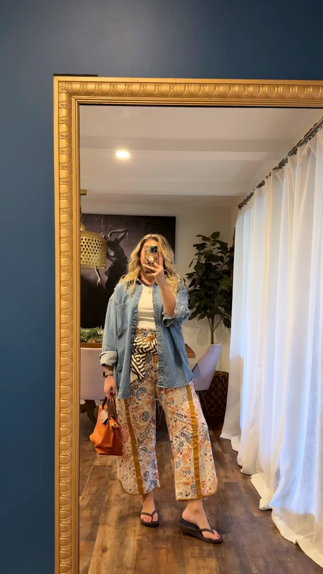 Casual fall outfit. Large in the denim shirt and pants, xl in the striped sweatshirt and small in the tank.

#LTKootd #LTKstorytime #LTKMidsize