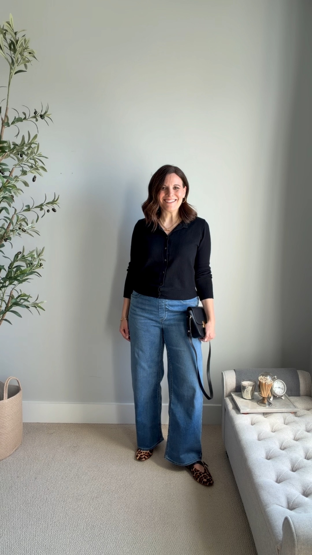 Here’s a more elevated way to wear drawstring waist jeans.
I’m wearing a fitted cardigan sweater buttoned up like a top, with the hem left untucked. I tucked the jean ties into the waistband so they’re not visible, since the ties create a more casual feel.
These jeans fit TTS. Size up in this Old Navy cardigan. It fits short. I’m in a medium. 

#LTKSaleAlert #LTKOver40 #LTKMidsize