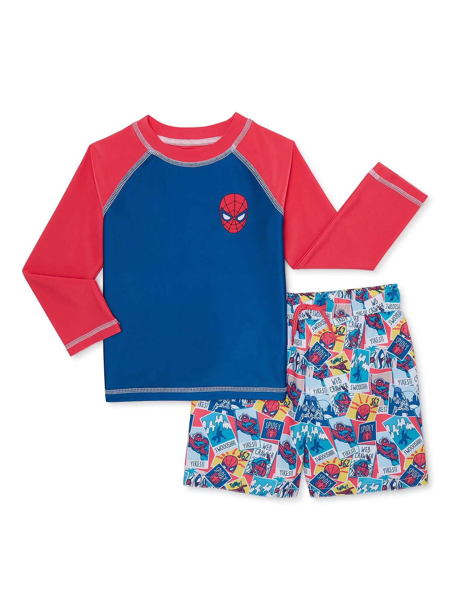 Spider-Man Toddler Boy Long Sleeve Rashguard and Swim Trunks Set, 2-Piece, Sizes 2T-5T | Walmart (US)