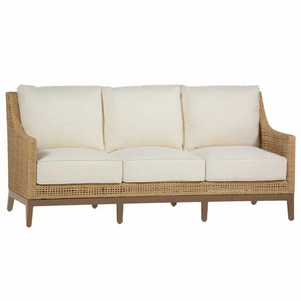 Peninsula 80'' Wide Outdoor Wicker Patio Sofa with Cushions | Wayfair North America