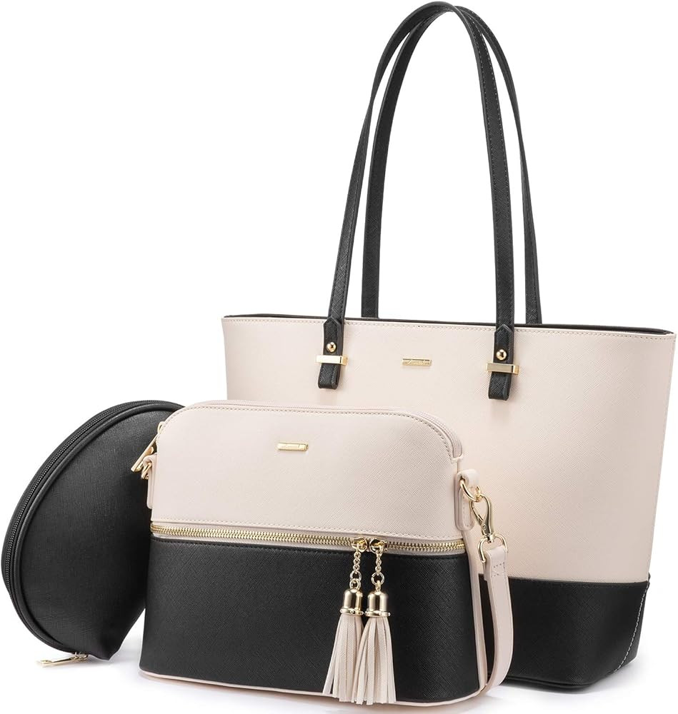Handbags for Women Shoulder Bags Tote Satchel Hobo 3pcs Purse Set | Amazon (US)