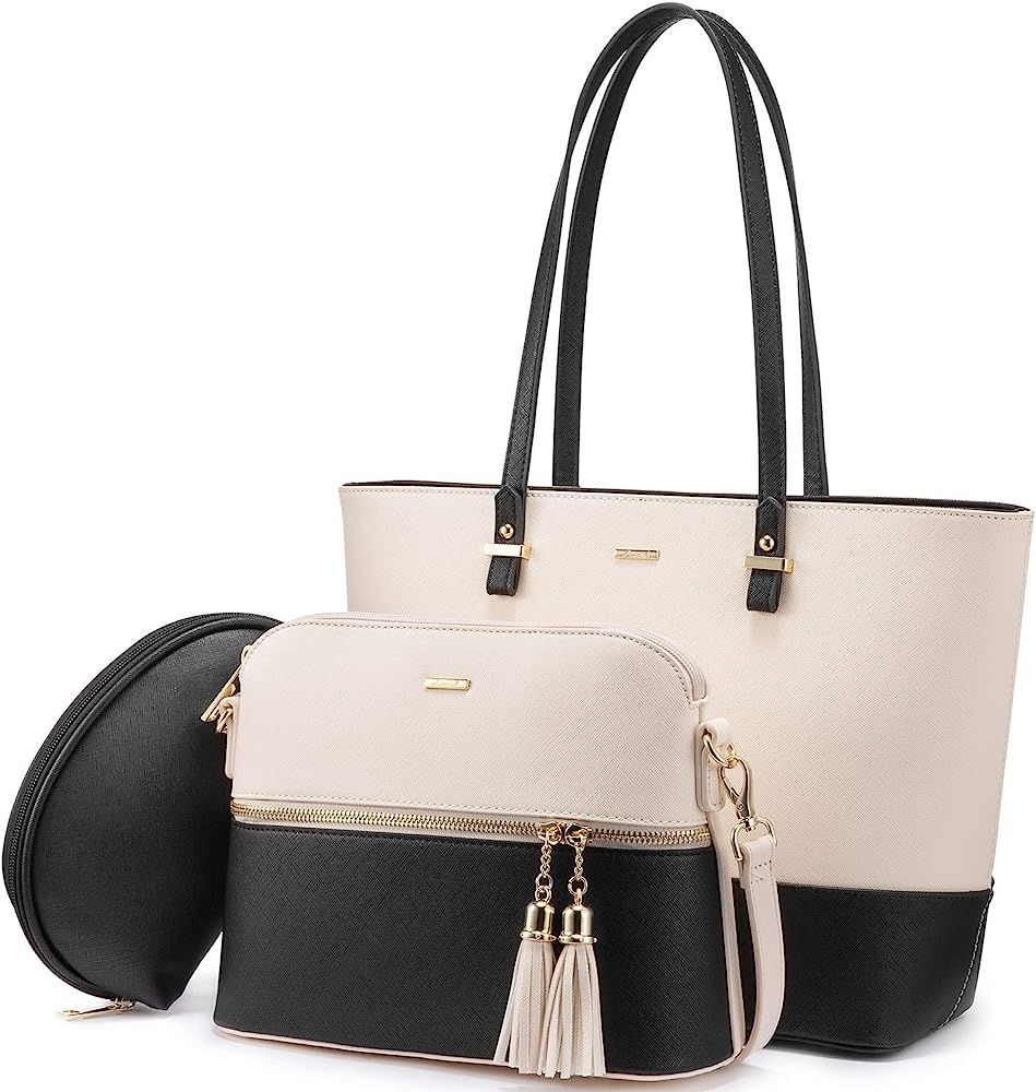 Handbags for Women Shoulder Bags Tote Satchel Hobo 3pcs Purse Set | Amazon (US)