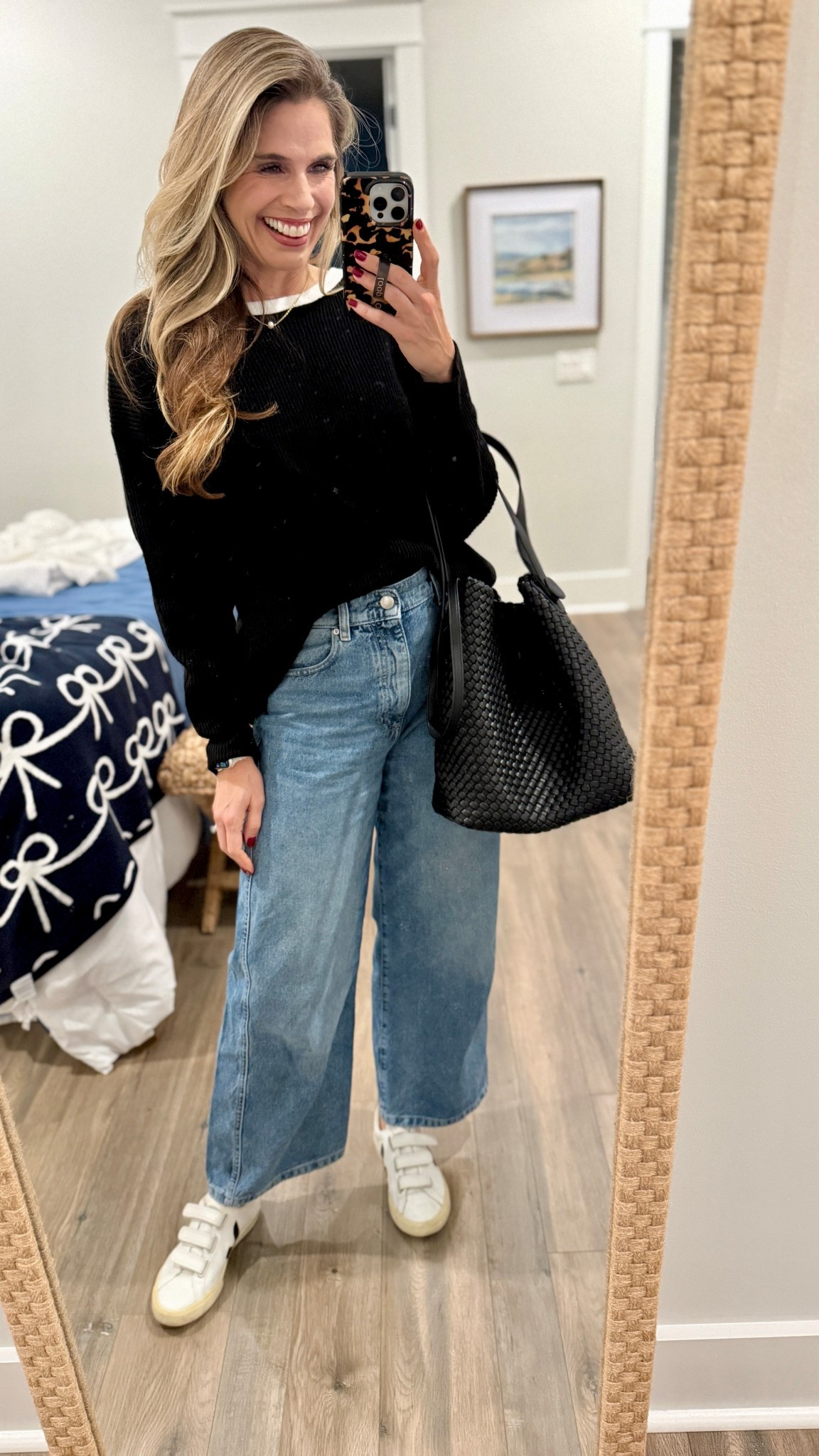 Cupshe sweater with bows down the back. Super soft and comfy! Jeans and sneakers. Vegan leather hobo bag 

#LTKFindsUnder50 #LTKOver40