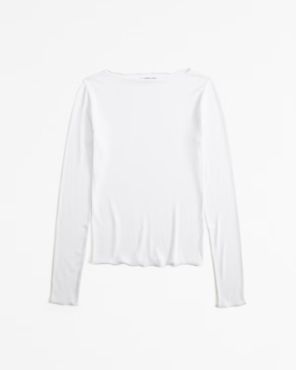 Long-Sleeve Featherweight Rib Slash Top | Abercrombie & Fitch (US)