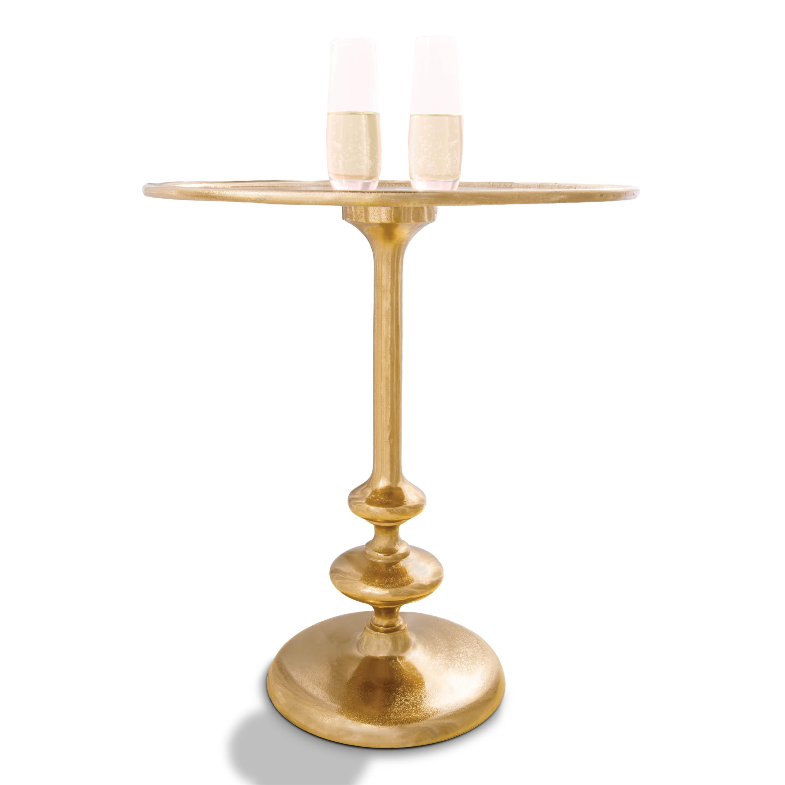OBJET D'ART Small Round Gold End Table, Accent, Side, Pedestal, Cocktail and Drink Table for Livi... | Amazon (US)
