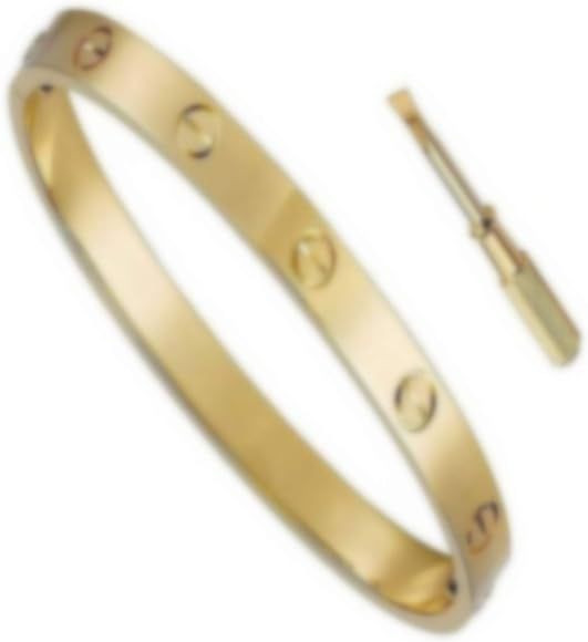 18 K Gold Plated Bracelet for Women, Wedding Couples Bracelets Titanium Steel Bangle | Amazon (US)