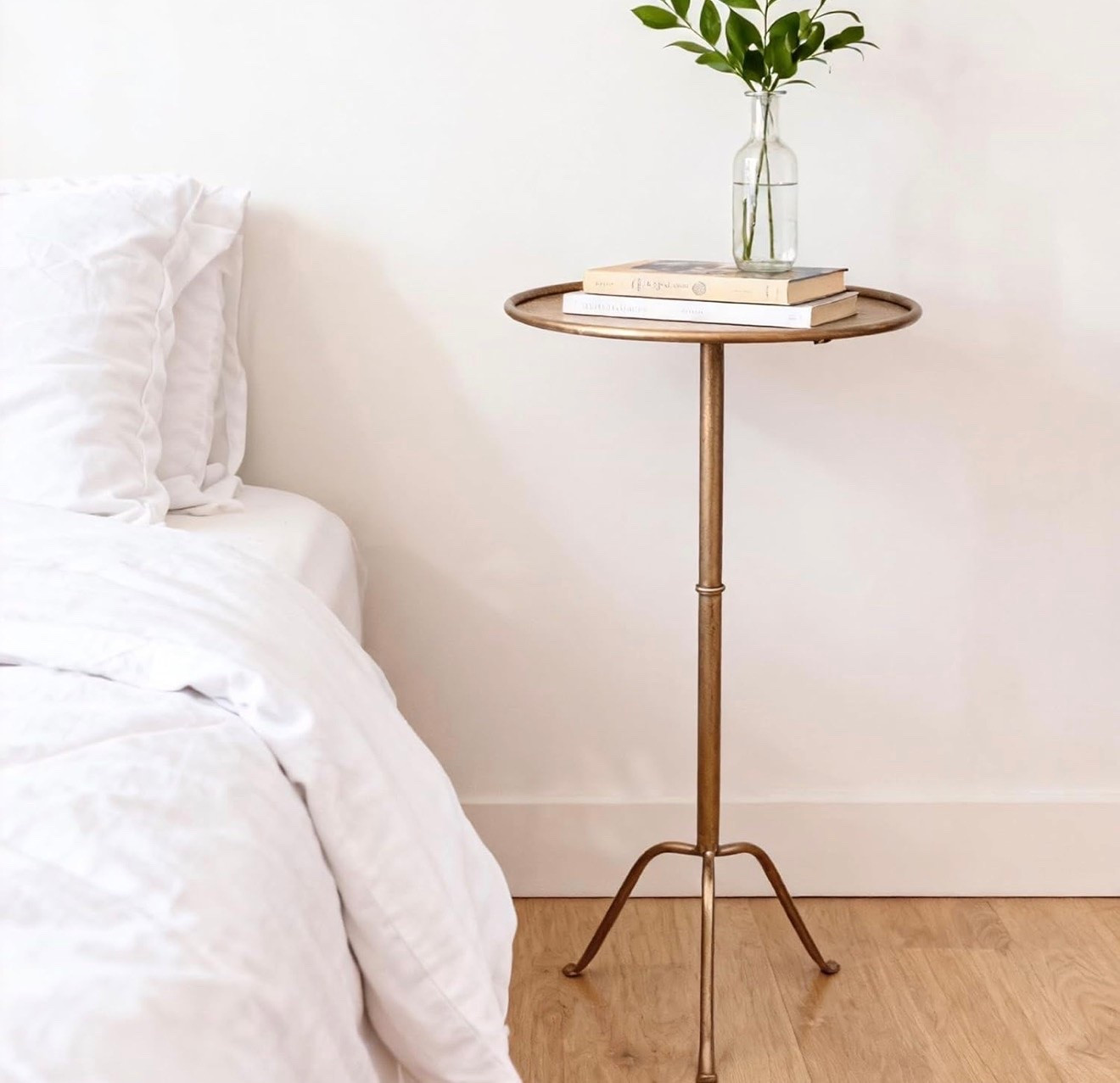 Metal Martini Side Table, Antique Brass – Compact Art Deco Design, Raised Edge, Easy Assembly, 12.5" Diameter, 27.5" Height, Stylish and Functional Cocktail Table

#LTKHome
