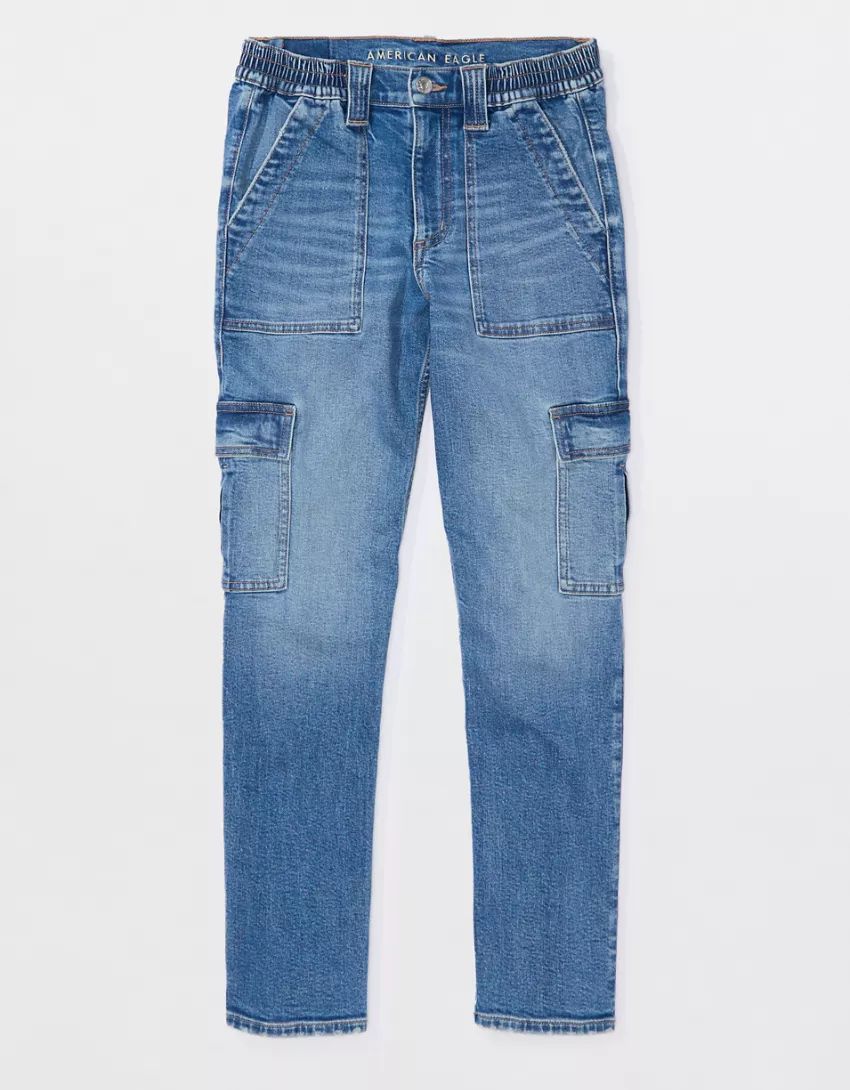AE Stretch Super High-Waisted Ankle Straight Cargo Jean | American Eagle Outfitters (US & CA)