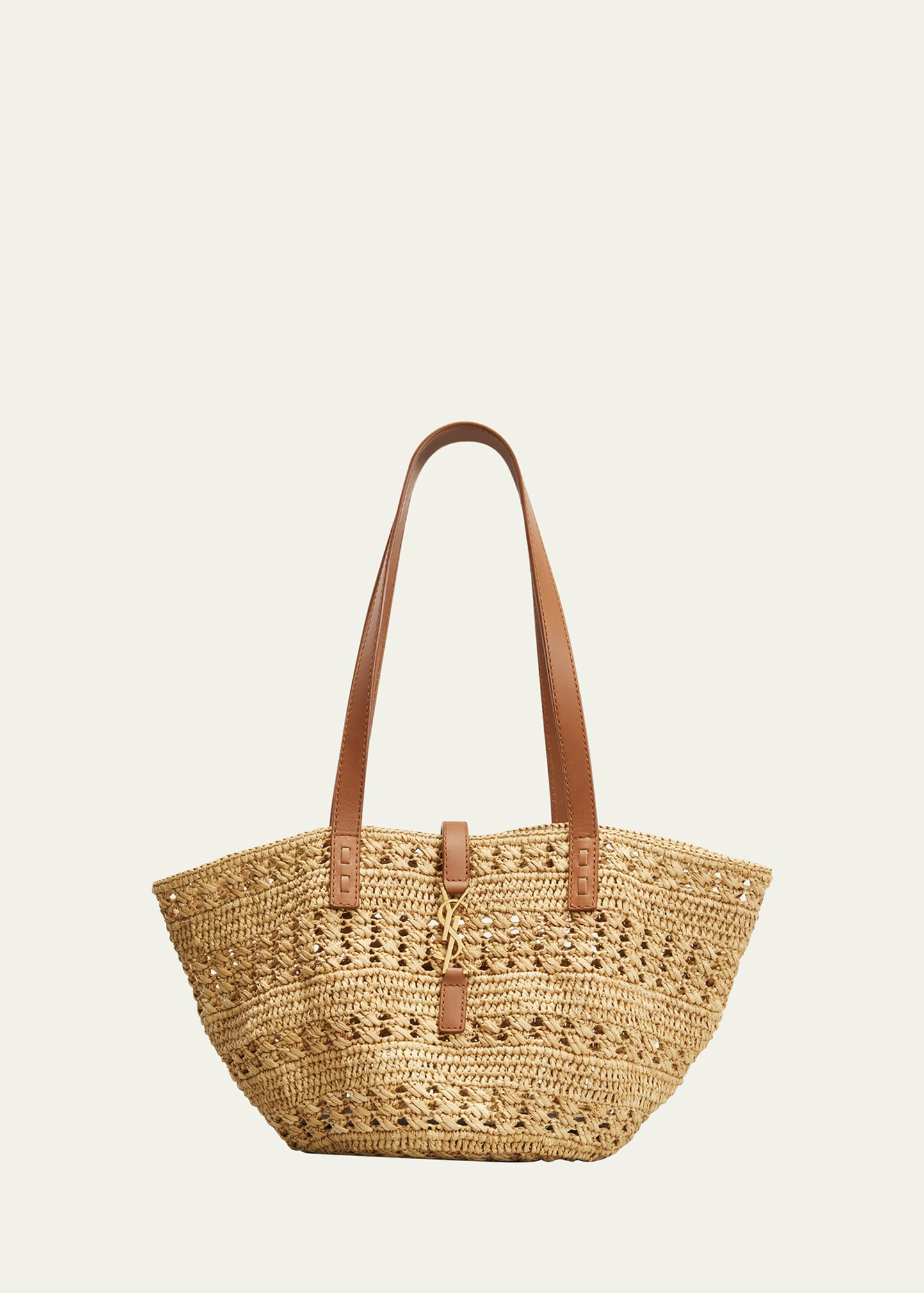 Saint Laurent YSL Small Basket Raffia Tote Bag | Bergdorf Goodman