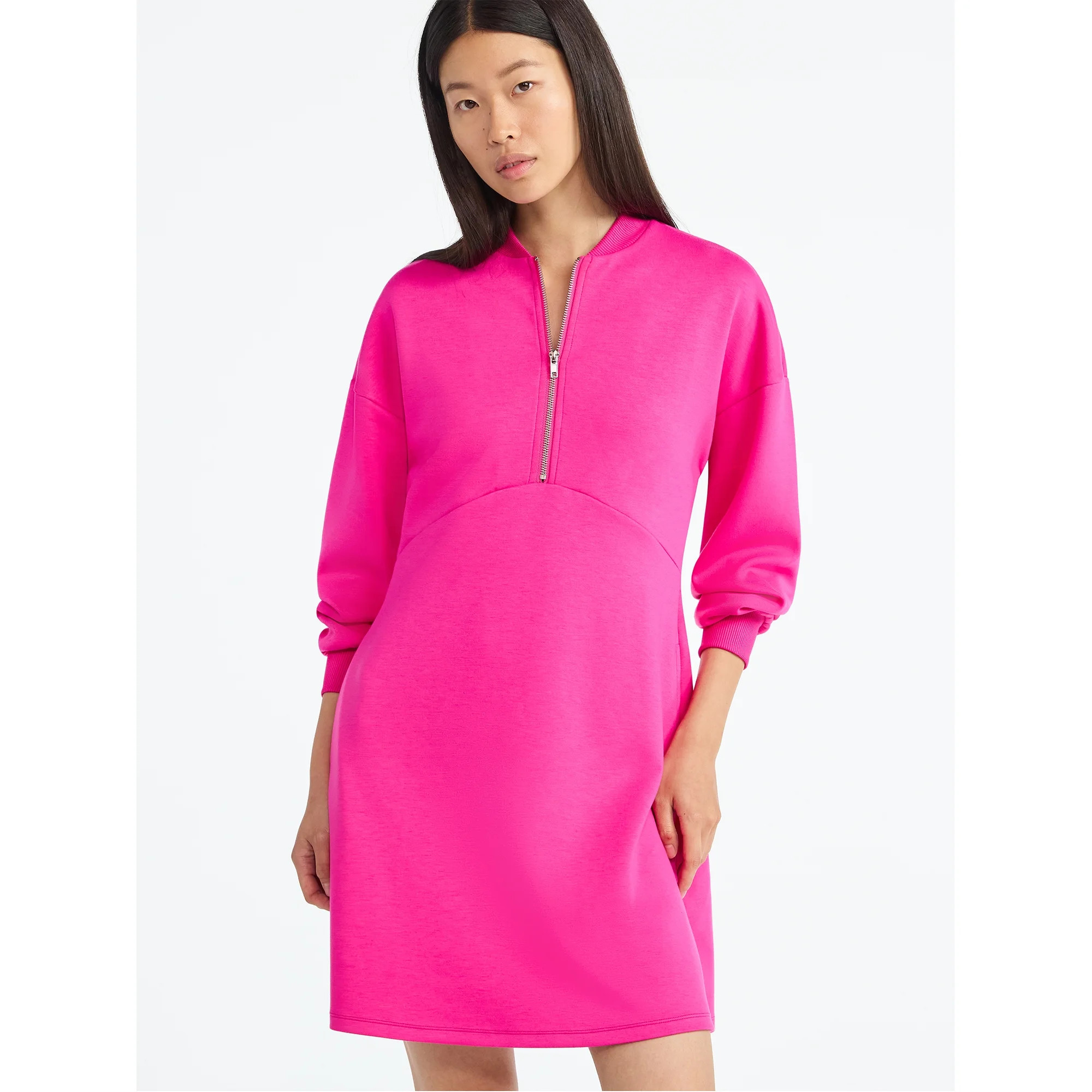 Scoop Women's and Women's Plus New Scubaknit Zip Front Mini Dress, Sizes XS-4X | Walmart (US)