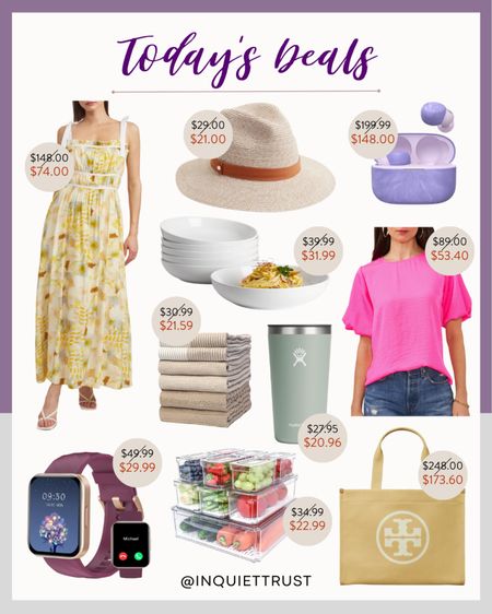Catch these deals on this chic yellow floral maxi dress, sun hat, bathroom towels, pantry organizer, smart watch, Tory Burch catch-all tote bag, and more! 
#resortwear #electronicgadgets #homessentials #springfashion

#LTKStyleTip #LTKHome #LTKSaleAlert