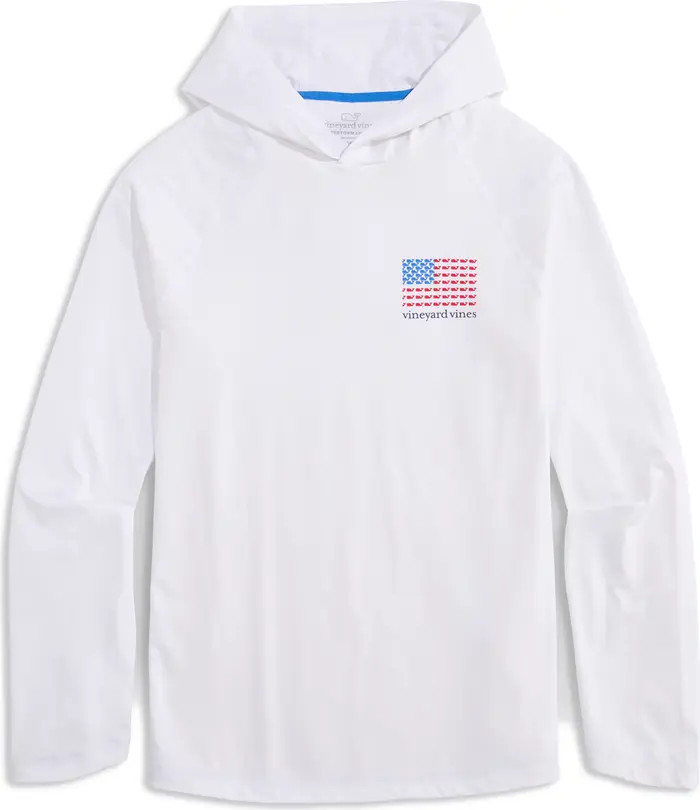 vineyard vines Whale Flag Long Sleeve Hooded Rashguard | Nordstrom | Nordstrom